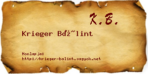 Krieger Bálint névjegykártya